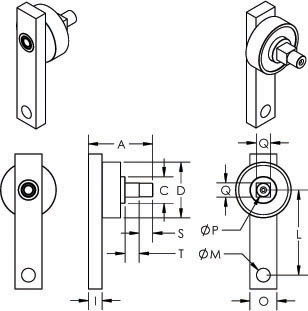 2536 Tiny-Clutch, One Way Roller Clutch, Perey Turnstiles, Dimensions